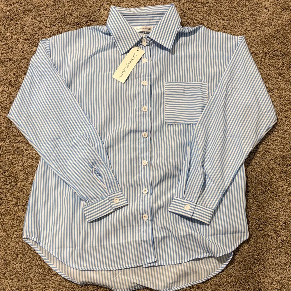 Striped Blue and White Blouse